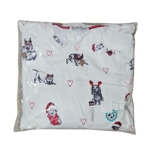 PJ Salvage Pajama Set Candy Cane Lane Dogs Large Ivory Holiday Christmas NWT 🐶